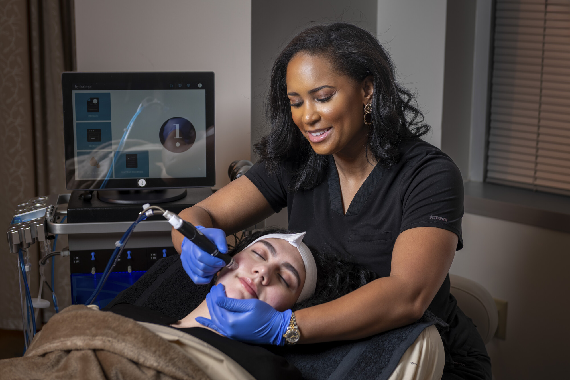 Esthetician Student with Client