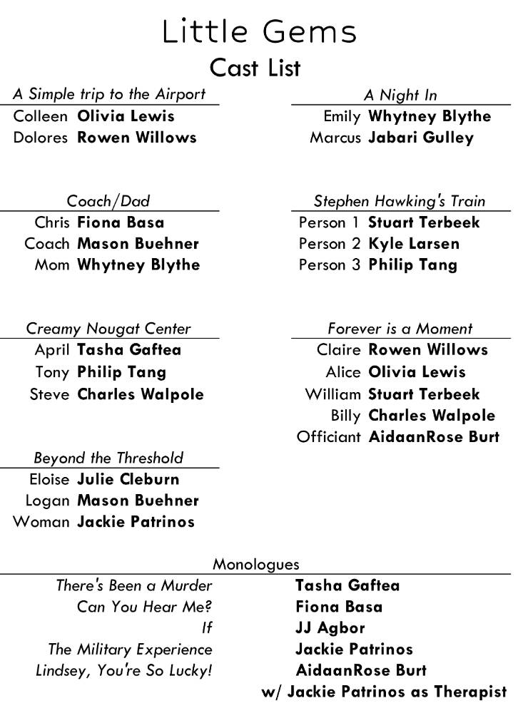 Little Gems cast list