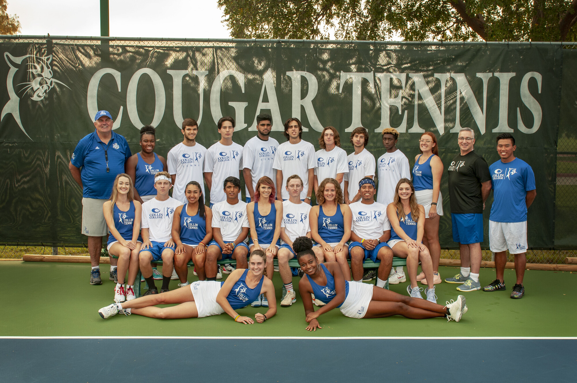 Collin College Tennis Coach Marty Berryman and the men's and women's tennis teams