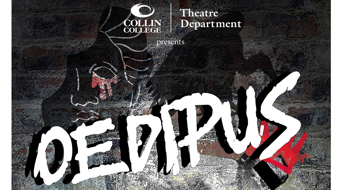 Poster for Oedipus with CONTENT WARNING: MAY NOT BE SUITABLE FOR ALL AGES. CONTAINS SUGGESTED OR DEPICTED ELEMENTS OF PLAGUE, INFANTICIDE, MURDER, SUICIDE, INCEST, AND SELF-MUTILATION. SOME PROFANITY.