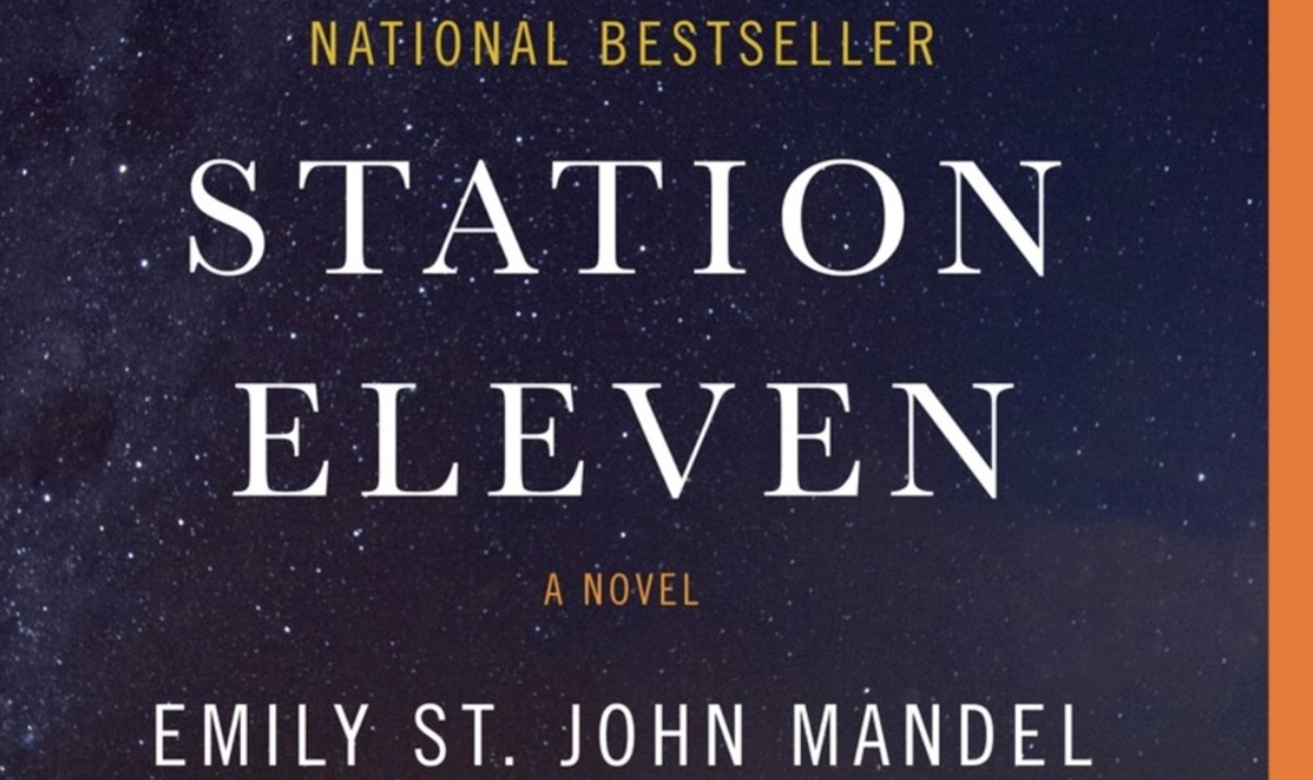 A portion of the Station Eleven book cover featuring the name of the book