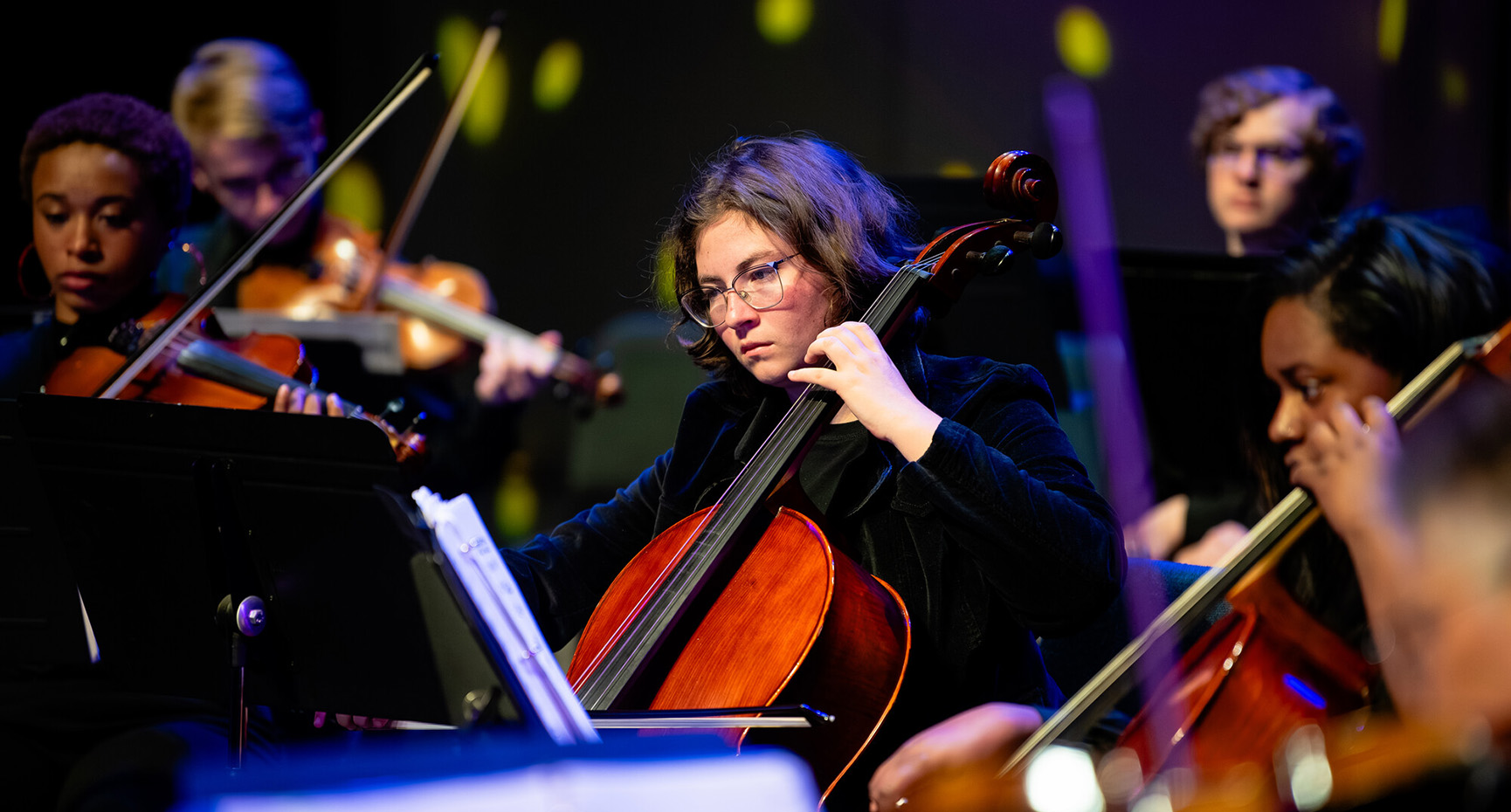 A cellist performs as part of a the Fall 2023 concert series.