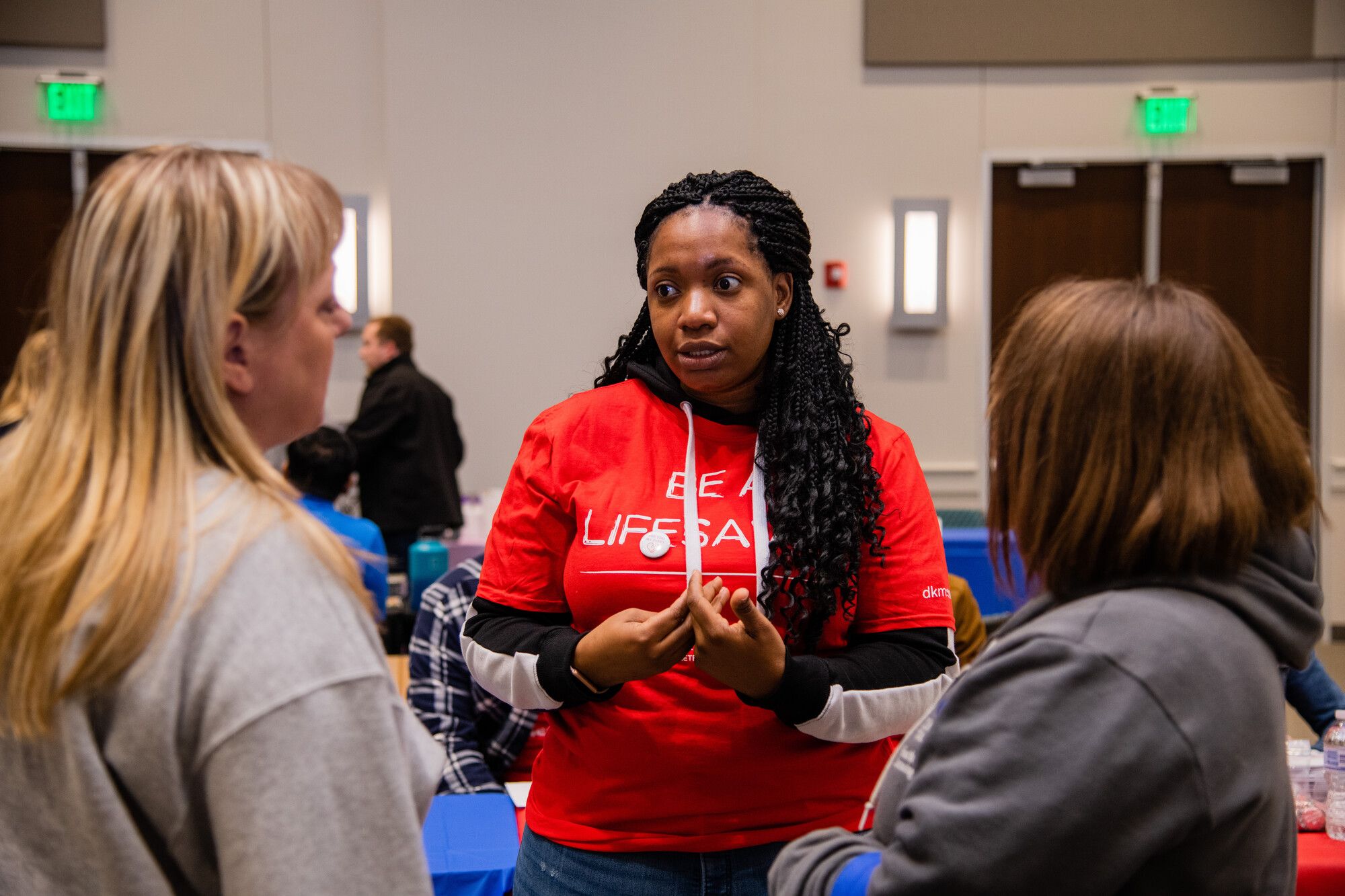 A presenter discusses health protocols at the 2021 Health and Safety Fair.