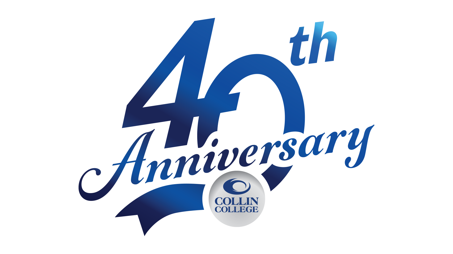 Collin College 40th Anniversary Logo over an image of the Collin Higher Education Center