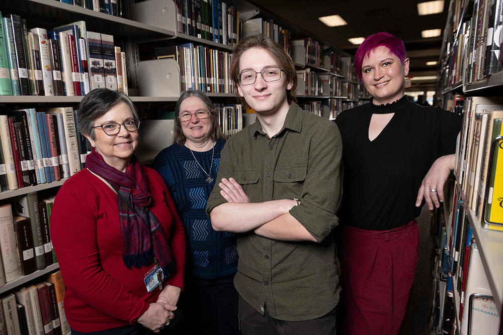 CougarWorks manager Bonni Capobianco and mentors Sheila Swenholt and Mindy Tomlin pictured with intern Carson Holley