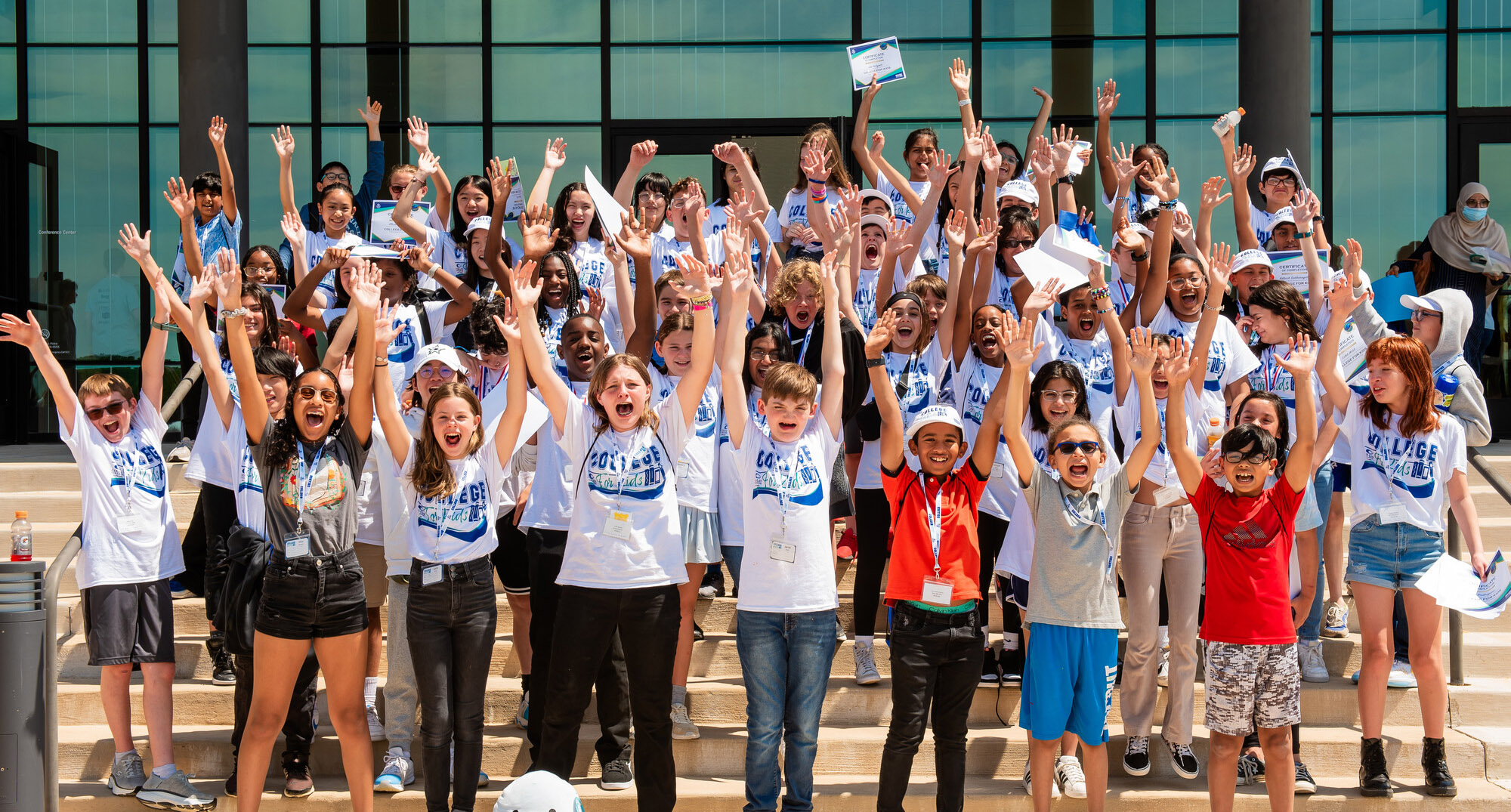 Members of the Wylie Campus College for Kids celebrate their graduation. Collin College held its first College for Kids summer camp in 2024. The youth enrichment program was offered at the Wylie and Plano campuses.