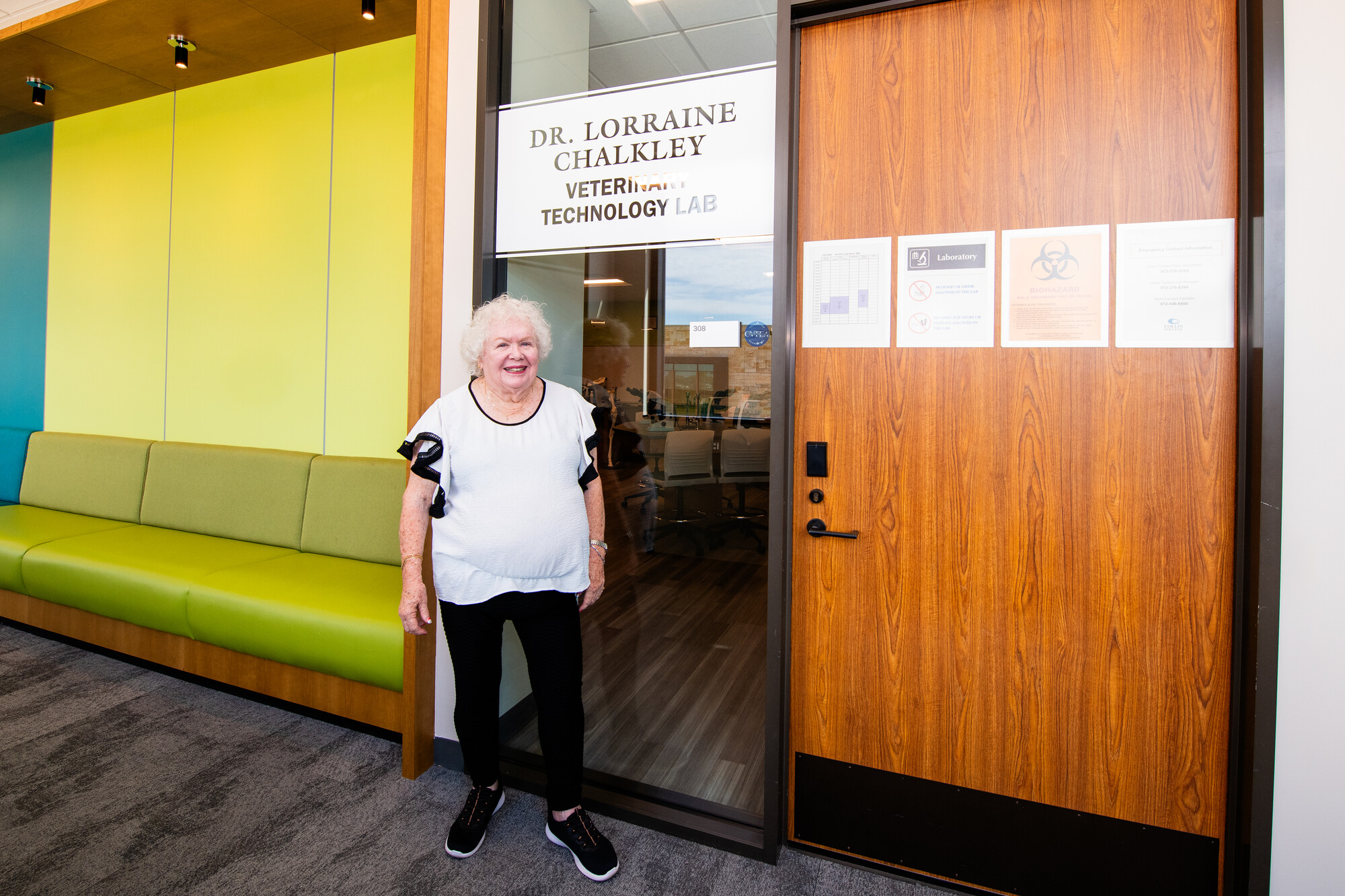 Dr. Lorraine Chalkley pictured in front of newly dedicated lab.