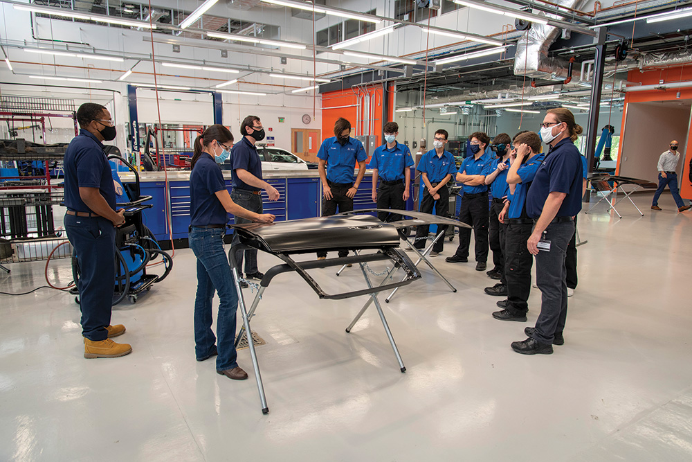 Collin College students use tools and training from industry partners in conjunction with the universal automotive and collision repair curricula taught to all students.