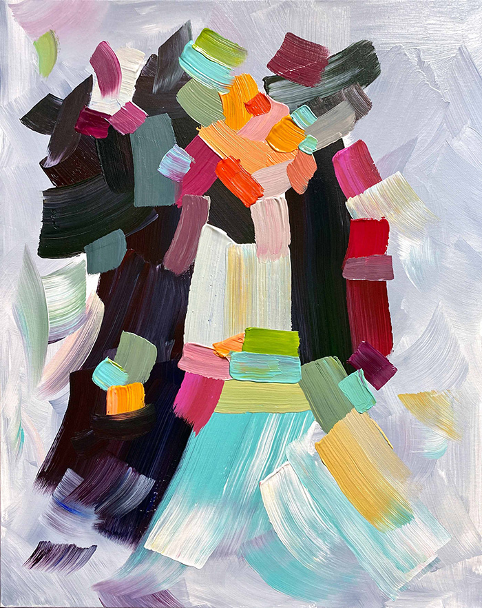 Jennifer Seibert, Embrace, acrylic on canvas, 24x36, 2022
